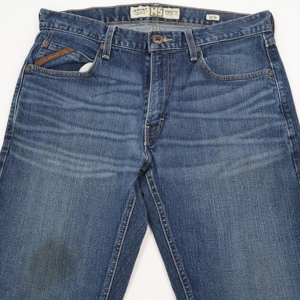 Ariat M5 Legacy Straight Leg Jeans Mens 34x36 Blue Medium Wash Western Workwear